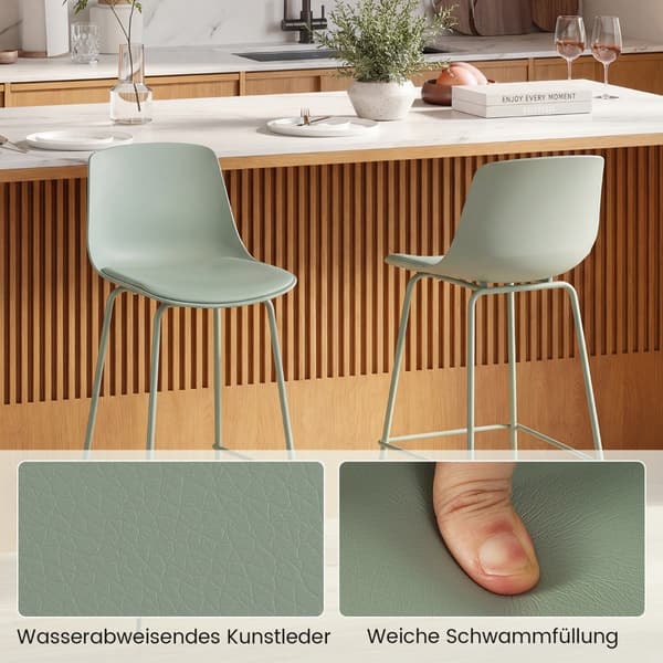 4-delt barstolsæt, kunstlæder, ergonomisk ryglæn