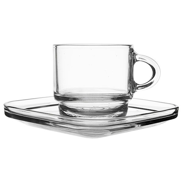 Glaskop med underkop 75 ml 6 stk.