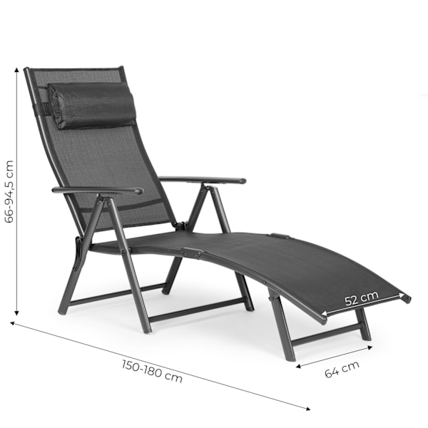 Sammenklappelig strandhaveseng, justerbart ryglæn, stålstel, grå, MultiGarden