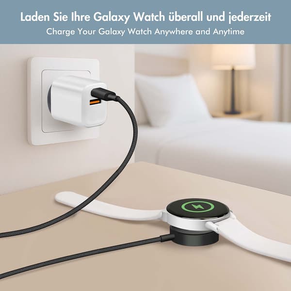 LogiLink Magnetisk Oplader til Galaxy Watch 3–8, Active 1/2, Ultra, USB-C, Sort