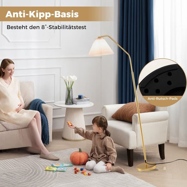 Gulvlampe med justerbart hoved, E27 fatning, 168 cm, guld