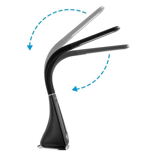 LED skrivebordslampe sort, multifunktionel med ur og kalender