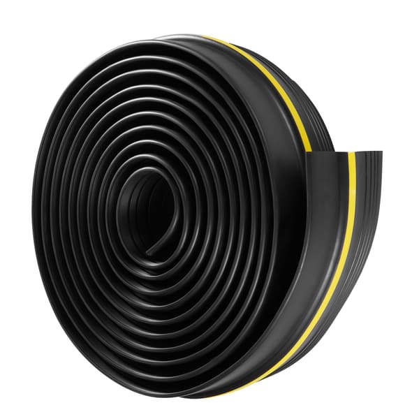 Tætningssæt til garageport, bund- og tærskellist, 6,1 m, PVC, sort