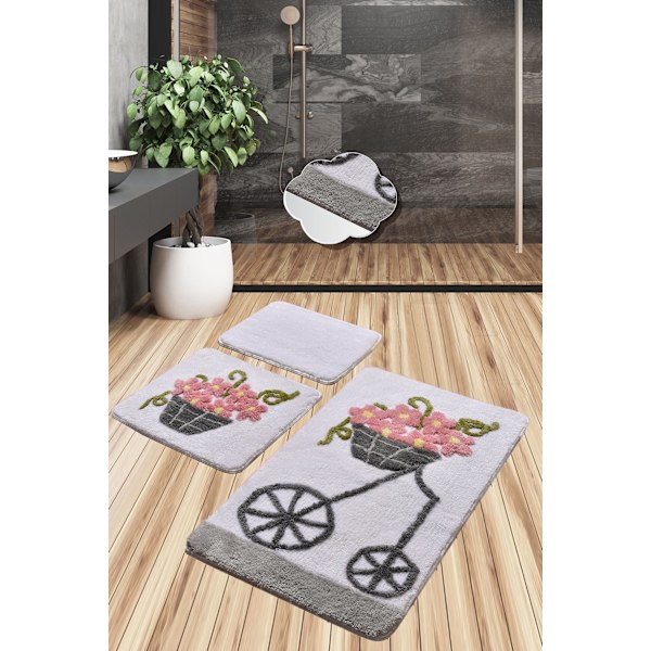 Akryl Badmatta Set (3 delar) Alacati - Rosa
