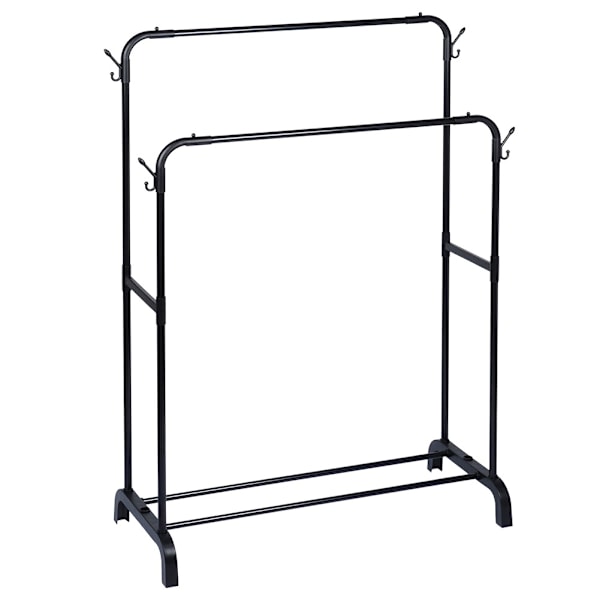 Stående tøjstativ metal sort dobbelt 110x45x152 cm