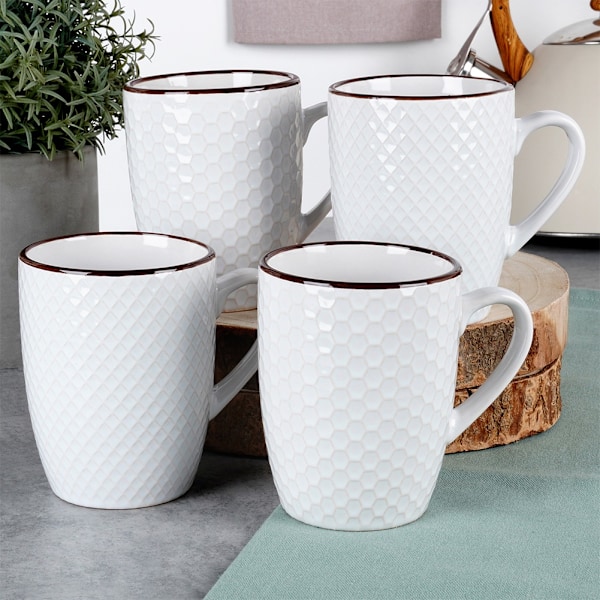 Keraamiset mukit valkoiset 400 ml 4 kpl.