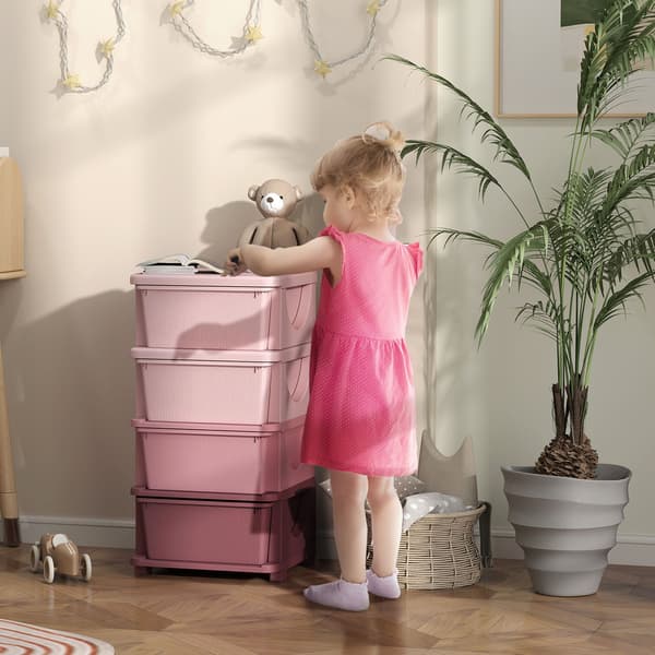 Børneværelse kommode 4-lags legetøjsarrangør Legetøjsopbevaring Pink