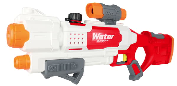 Vattenbläster med dubbelt munstycke och 650 ml tank, röd, 67 cm, pumpfunktion