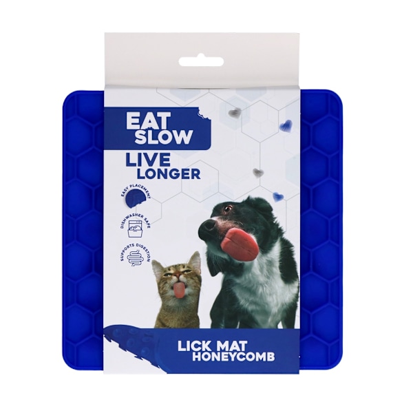 Ät Långsamt Lev Längre Lick Mat Honeycomb Blue