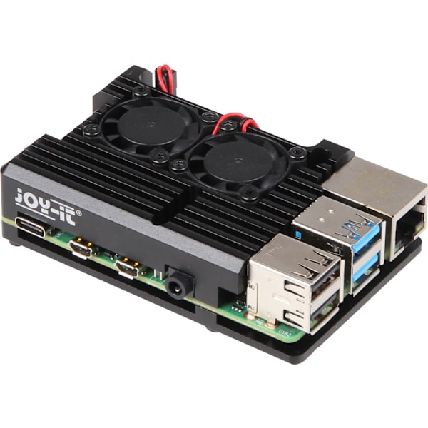 Raspberry Pi - aluminiumfodral med fläktar, Raspberry Pi 4 B, svart