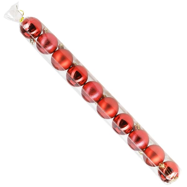 Okrossbara röda julgranskulor, 5 cm, 10-pack
