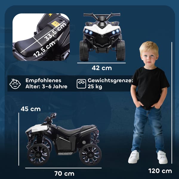 Elektrisk ATV til børn – 6V motor, musik, forlygter, 3-6 år