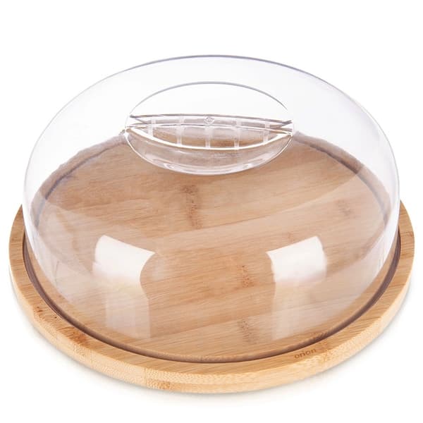 Rund ostbricka i bambu med kupollock, 26 cm
