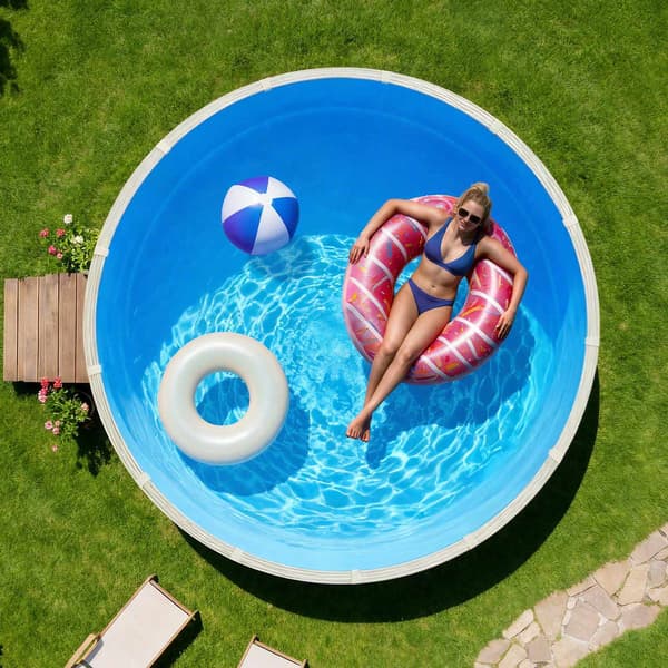 Rund overjordisk poolliner, overlappende vinyl, 350,5 cm