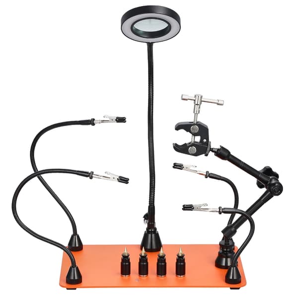 Helping Hands lödstation – 3X LED-förstoringsglas, 4 kretskortshållare