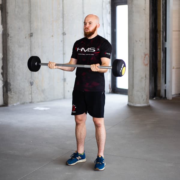 Gummibelagd skivstång, 15 kg, hållbart grepp