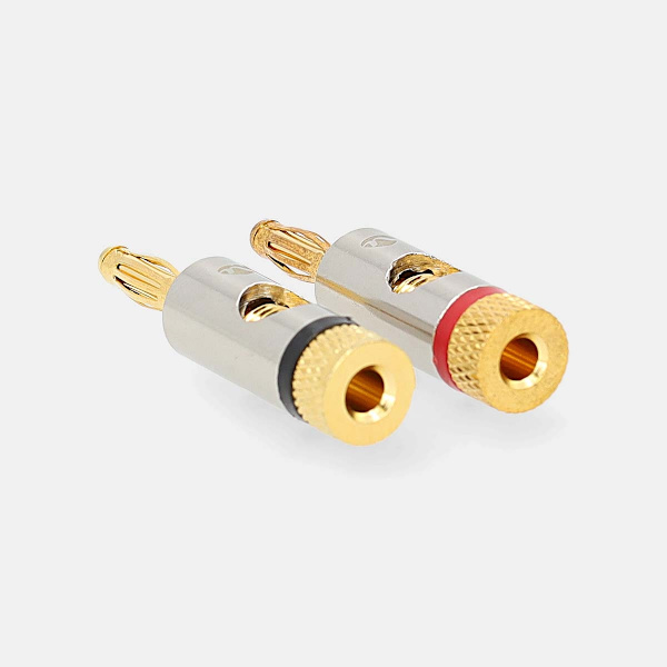 Banana Connector | Rak | Hane | Guldplaterad | Skruva | Kabel input diameter: 3.0 mm | Metall | Guld | 2 st. | Kuvert