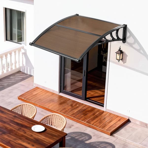 Polycarbonat dørmarkise 91 x 101 cm, brun, dræning