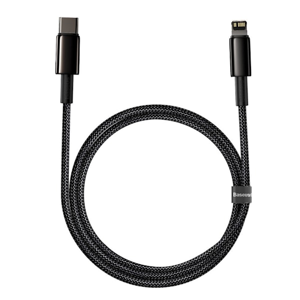 Kabel til iPhone USB-C - Lynhurtig opladning 20W 1m - helt sort