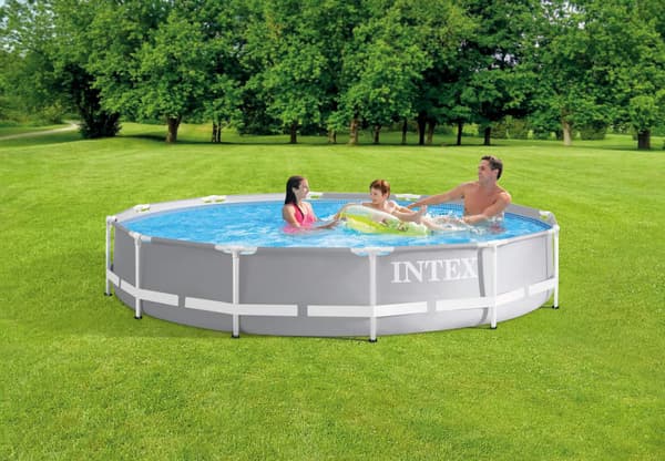 Rund trädgårdspool med ram, 366 cm diameter, 3-lagers PVC