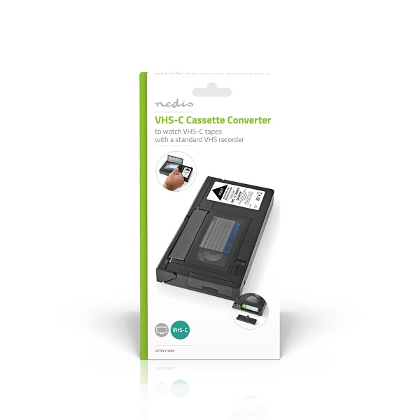 VHS Converter | Konvertering: VHS-C til VHS | Plug and play | Sort