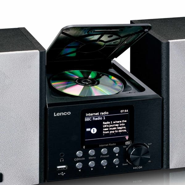 Internet/DAB+ Radio Bluetooth CD MP3-spelare, Svart