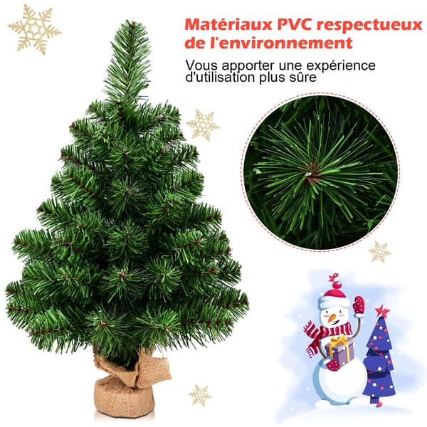 Kunstigt juletræ til bordplade, 60 cm, batteri, 67 grene