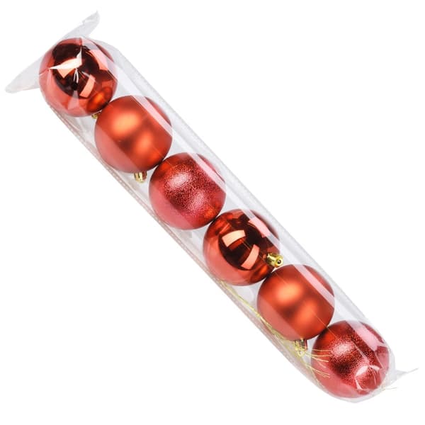 Okrossbara röda julgranskulor, 7 cm, 6-pack