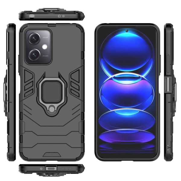 Armored Case Cover för Xiaomi Redmi Note 12 5G / Poco X5 5G Ring Armor Magnetic Holder Black