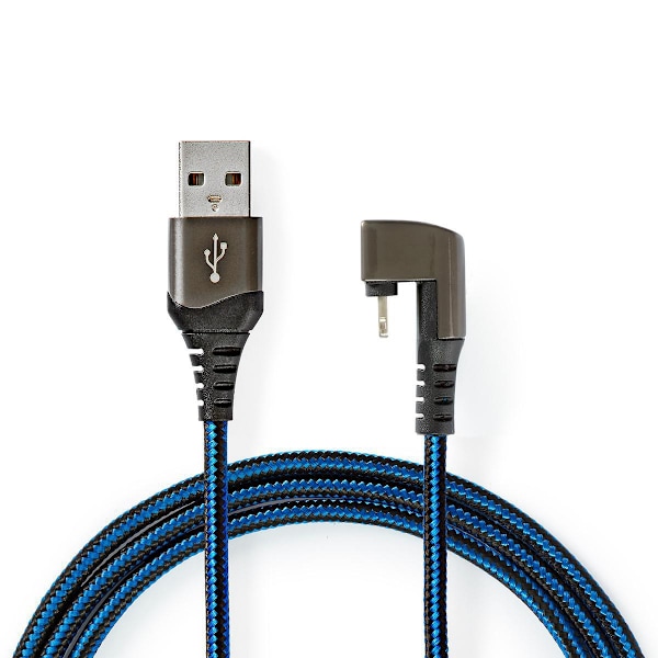 USB kaapeli | USB 2.0 | Apple Lightning 8-Pin | USB-A Uros | 12 W | 480 Mbps | Niklattu | 1.00 m | Pyöreä | Nailon / Punottu | Musta / Sininen | Laati