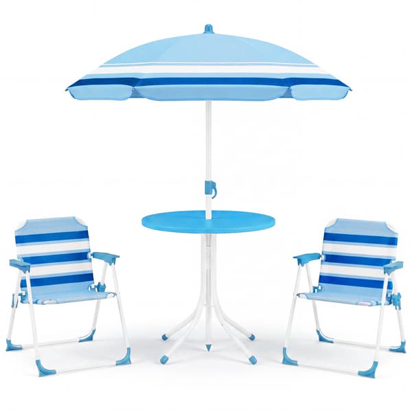 Børne picnicbordsæt med justerbar parasol, blå