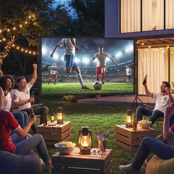 120" projektorlærred, 4K/8K, dobbelt stativ