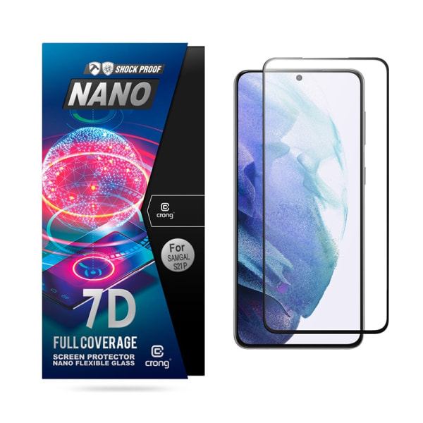 Crong 7D Nano fleksibelt glas – fulddækkende hybrid skærmbeskytt