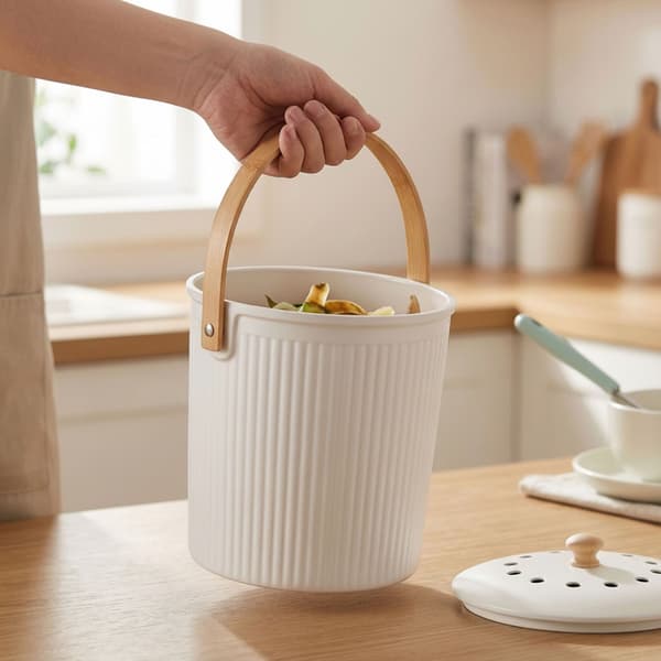 Køkkenkompostbeholder, 5,6 l – hvid, kulfiltre
