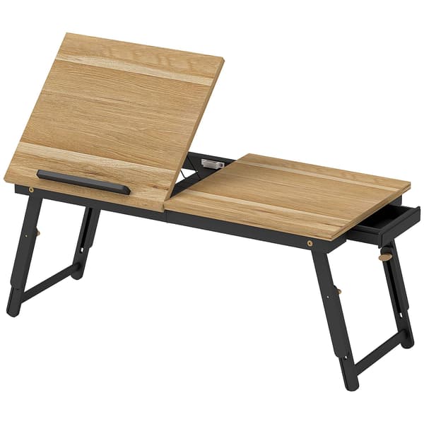 Justerbart laptop-sengebord med skuffe, foldbart