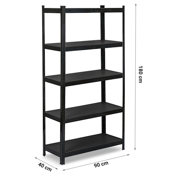 Metal lagerhylde 180 x 90 x 40 cm Humberg HR-851 sort