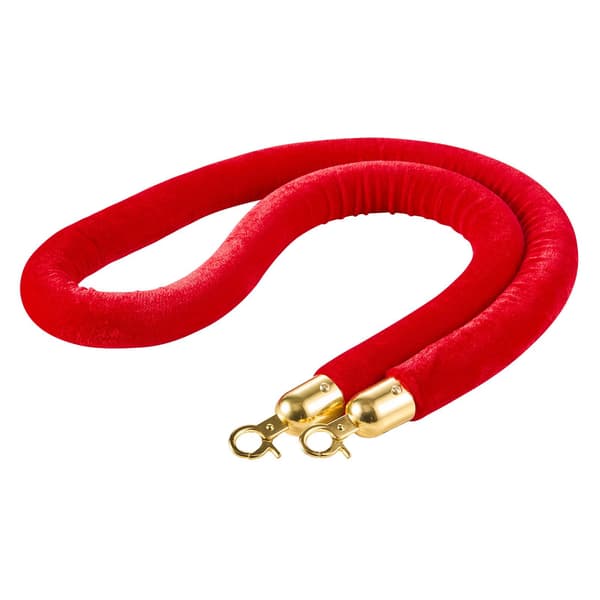 Rött sammetsstolpset, 2-pack, 1,5 m, guldfärgade krokar