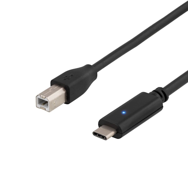 DELTACO USB 2.0 kabel, Type C - Type B han, 1m, sort