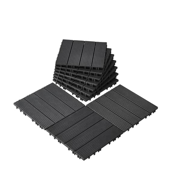 Sammenlåsende terrassefliser, 10-pak, 12x12, mørkegrå