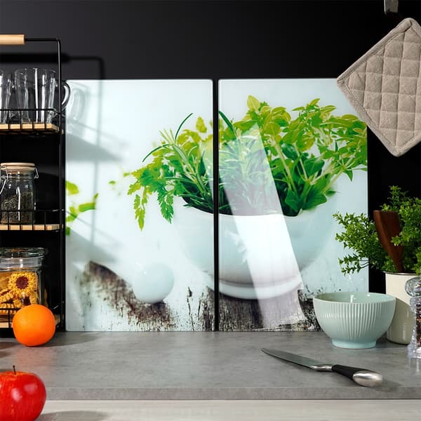 Skärbräda och spislock i glas 60x52 cm 2 st.