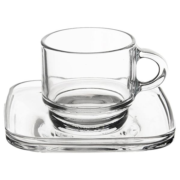 Glaskop med underkop 75 ml 6 stk.
