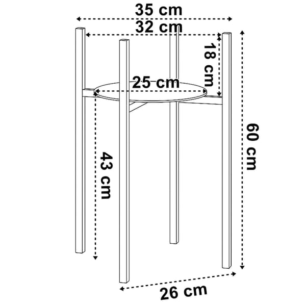 Metallinen kukkateline, 60 cm, musta