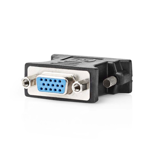 DVI-adapter | DVI-I 24+5-Pin Han | VGA Hun | Nikkelplateret | Lige | PVC | Sort | Box