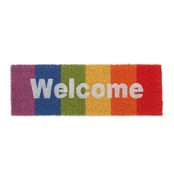 Ovimatto "Welcome" sateenkaarella ja kookospähkinällä