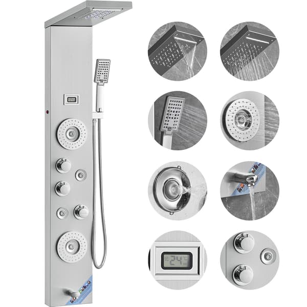 Brusepanelsystem, 6 tilstande, LED-display, rustfrit stål