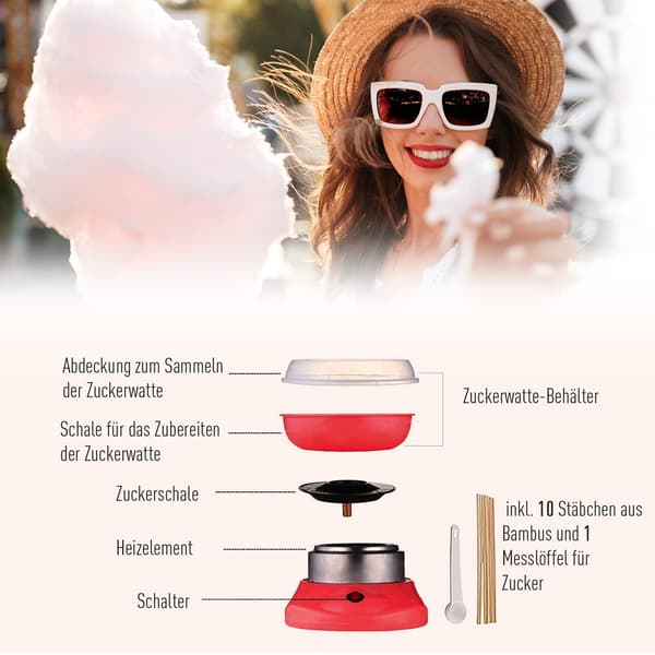 Sockervaddsmaskin Candy Floss Machine Candy Floss Machine (Modell 1/Röd)