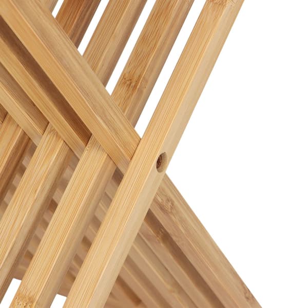 Hopfällbart växtställ i bambu – multifunktionell displaypall