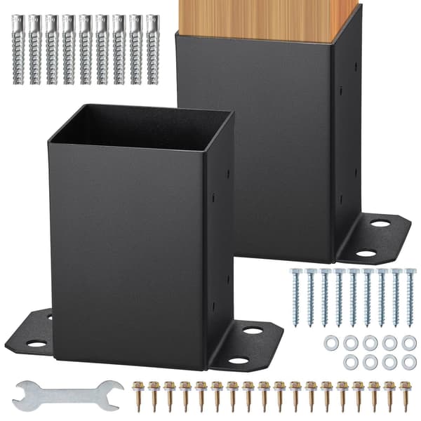 4x4 stolpfästen, 2-pack, mattsvart stål