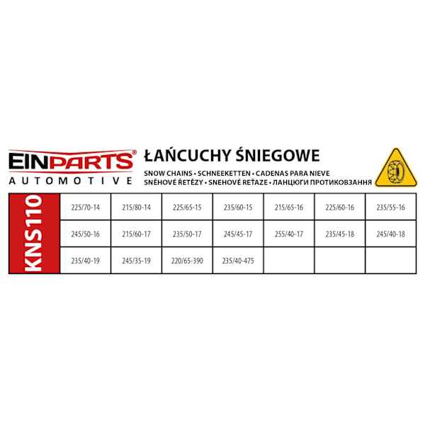 EPTC07 RENKAAN LUMIKETTEET 9MM KNS110 TÜV GS ÖNORM