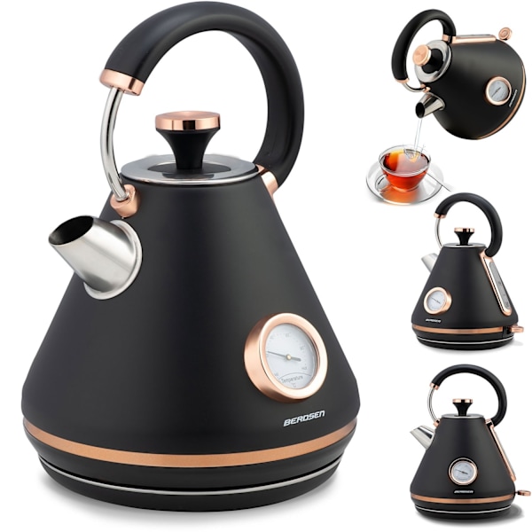 Elektrisk Vattenkokare med Termometer 1,7L BD-701 Svart